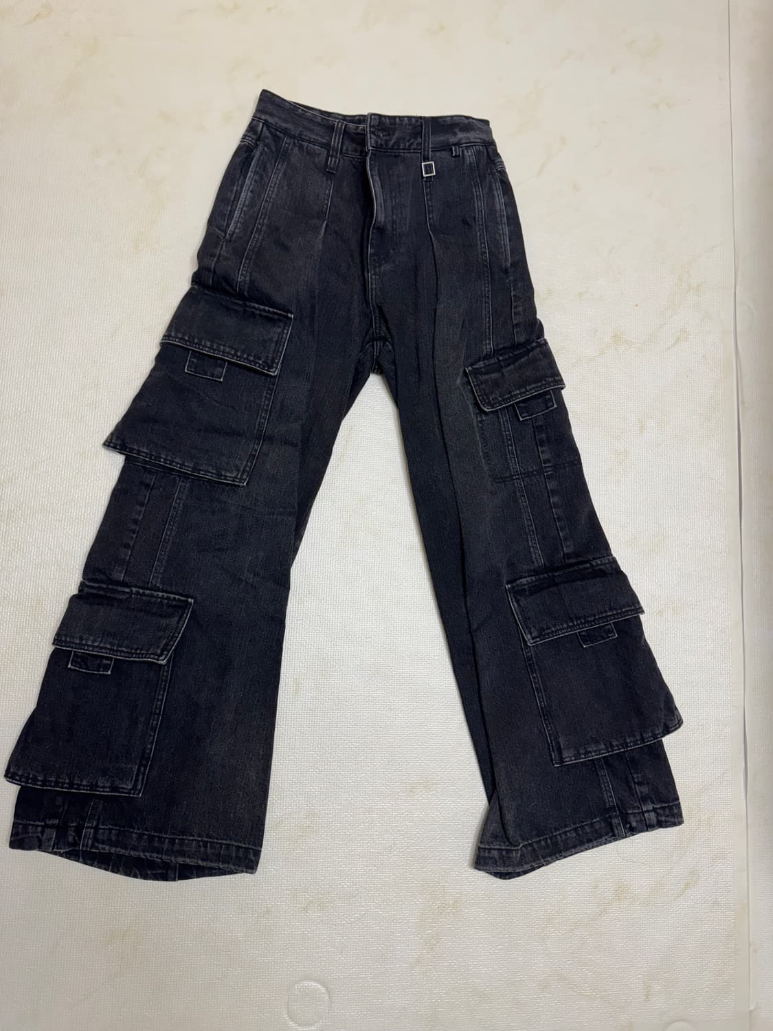 우영미 블랙 와이드 데님 카고 팬츠 (46) 상품이미지3