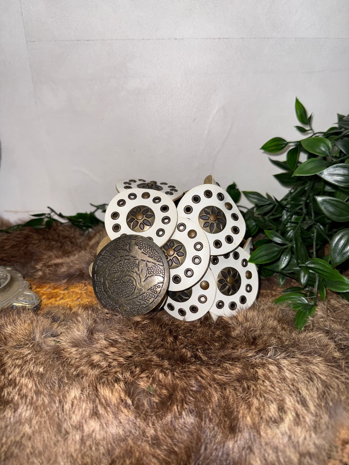 White bohemian punching disc belt 상품이미지2
