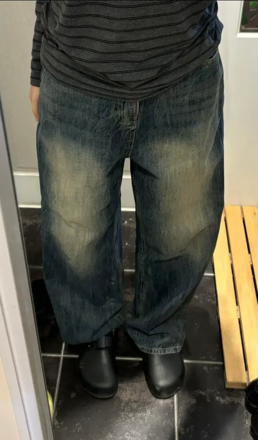 핏시 워싱 와이드 데님 팬츠 상품이미지2