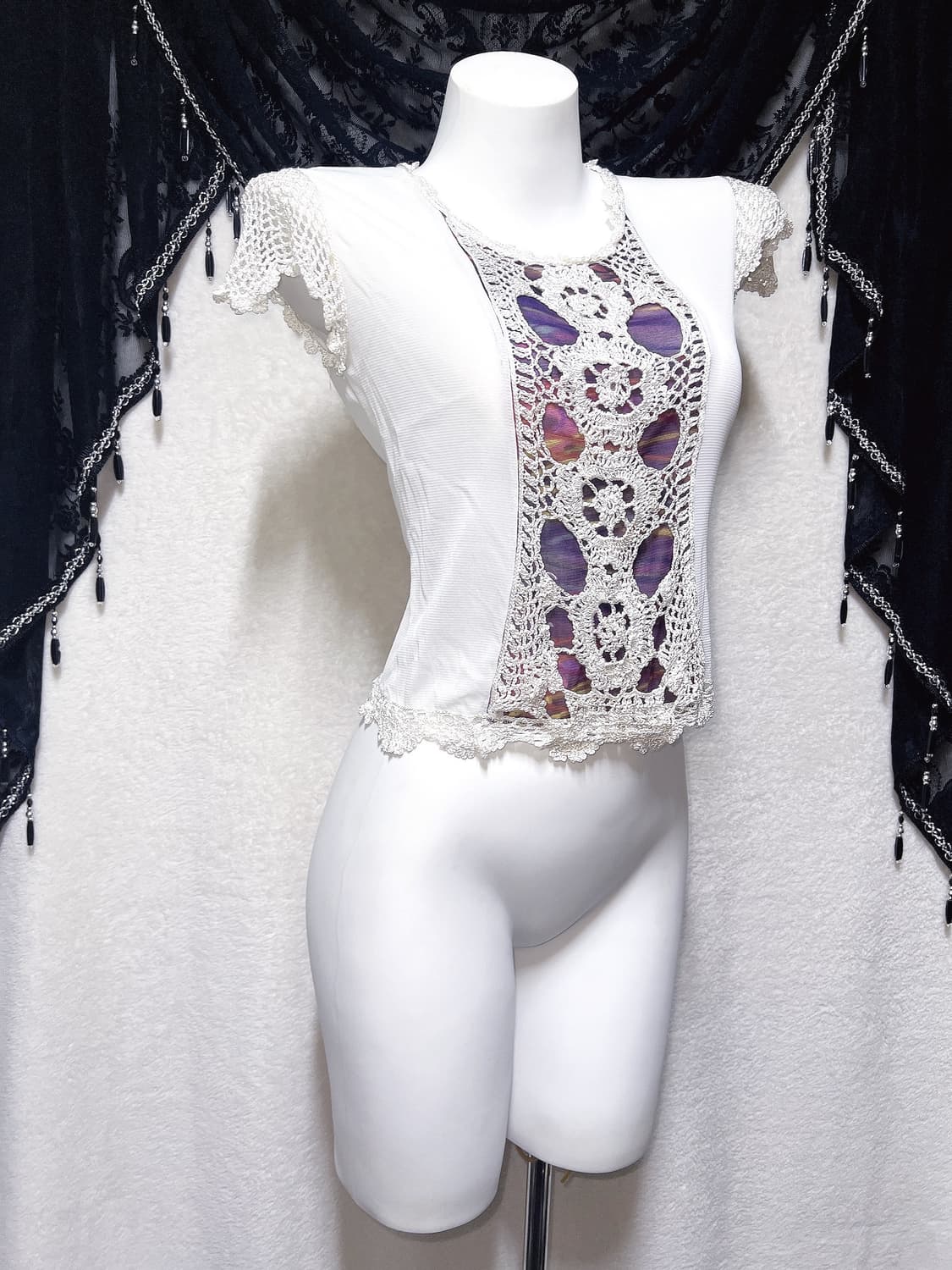 오리엔탈 페어리 모리걸 레이스자수 뜨개 반팔탑 로걀 로맨틱갸루 하치 핀터 상품이미지2