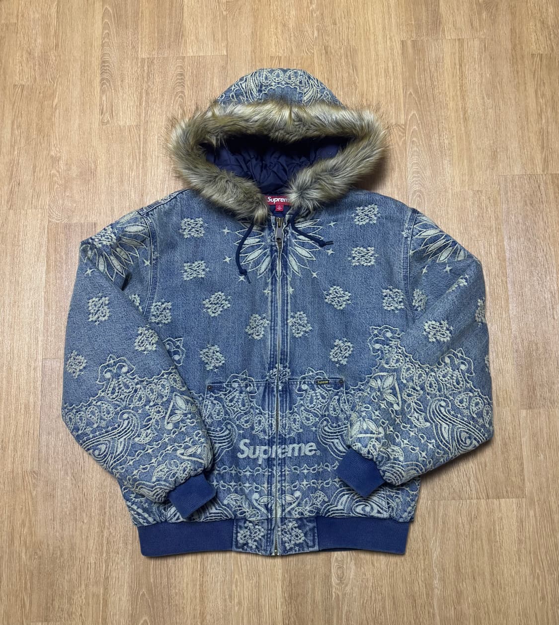 슈프림 반다나 자카드 데님 워크자켓 후드집업 L 상품이미지2