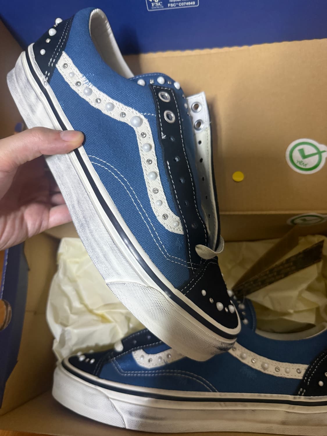 275사이즈 반스 올드스쿨36 펄라이즈드 네이비 블랙 상품이미지1