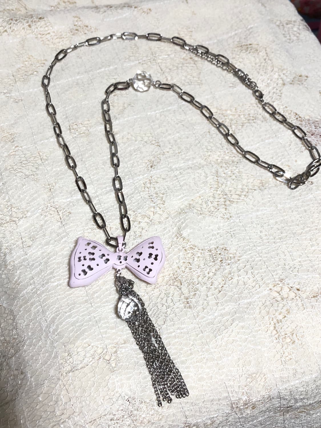 Pink Cubic Ribbon Chain Necklace 상품이미지3
