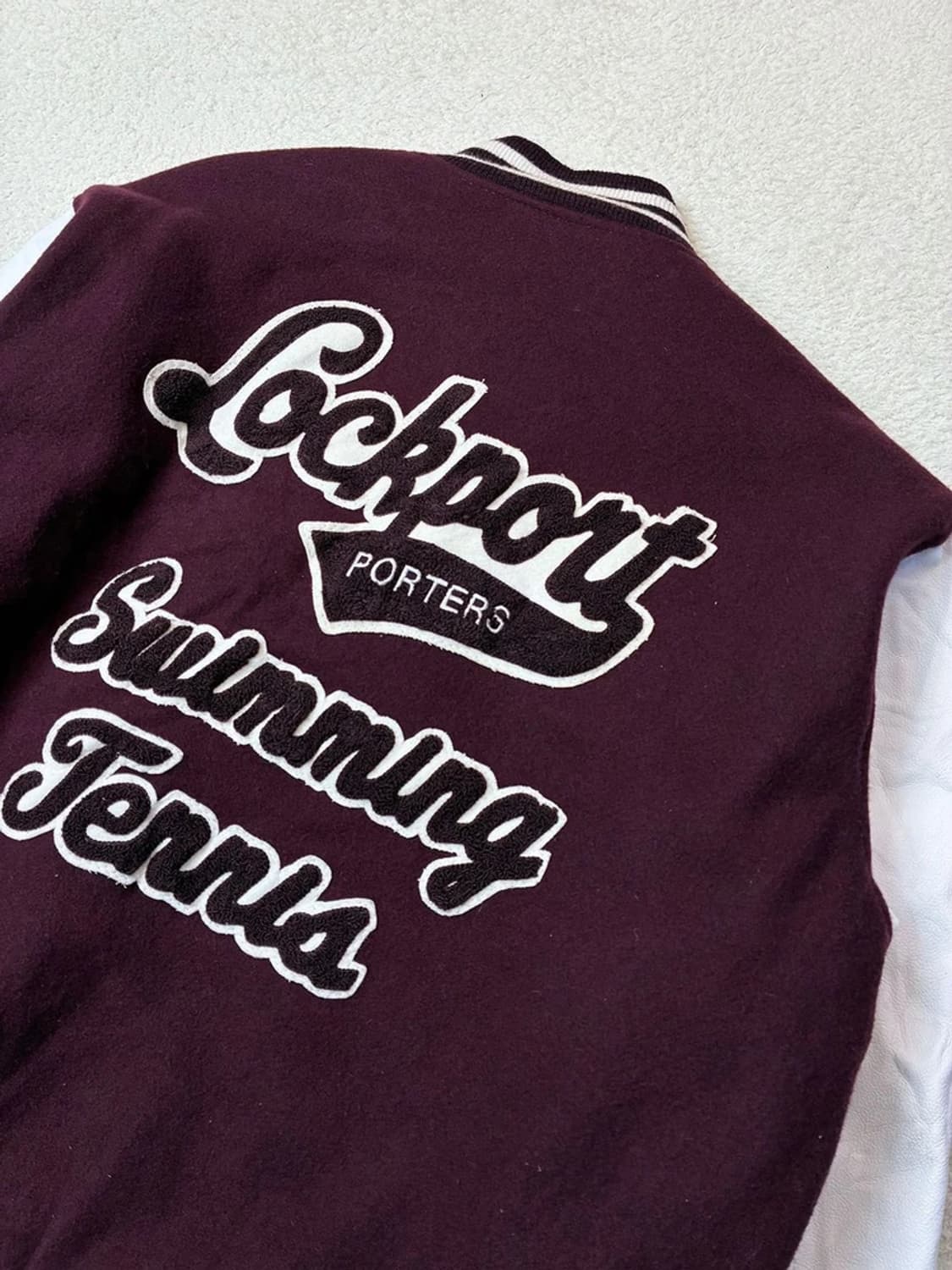 80's USA game Lockport 가죽 바시티 자켓 PN6016 상품이미지2