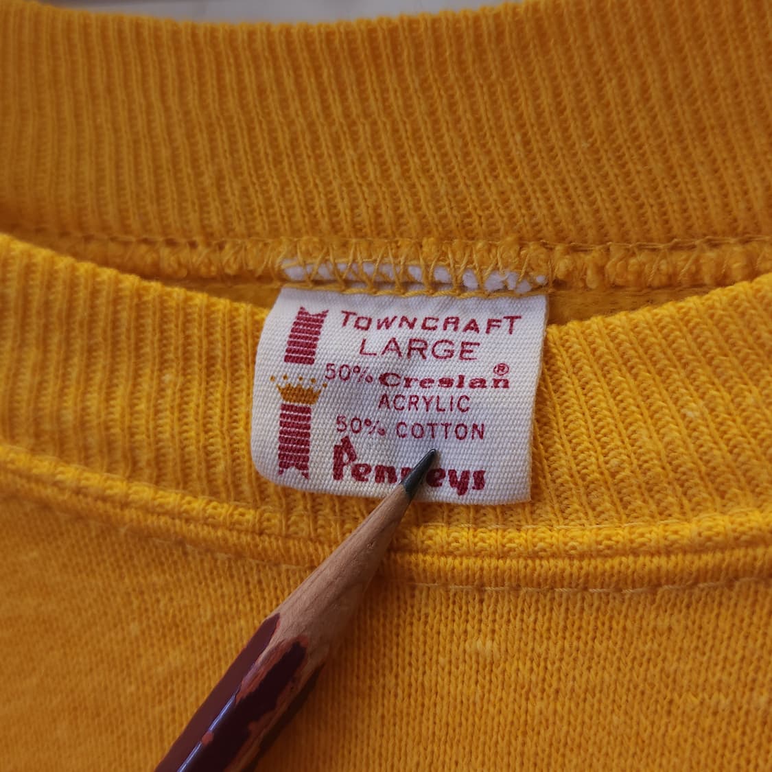 90s town craft 빈티지 반팔 스웻셔츠 옐로우 링커티 L 상품이미지4