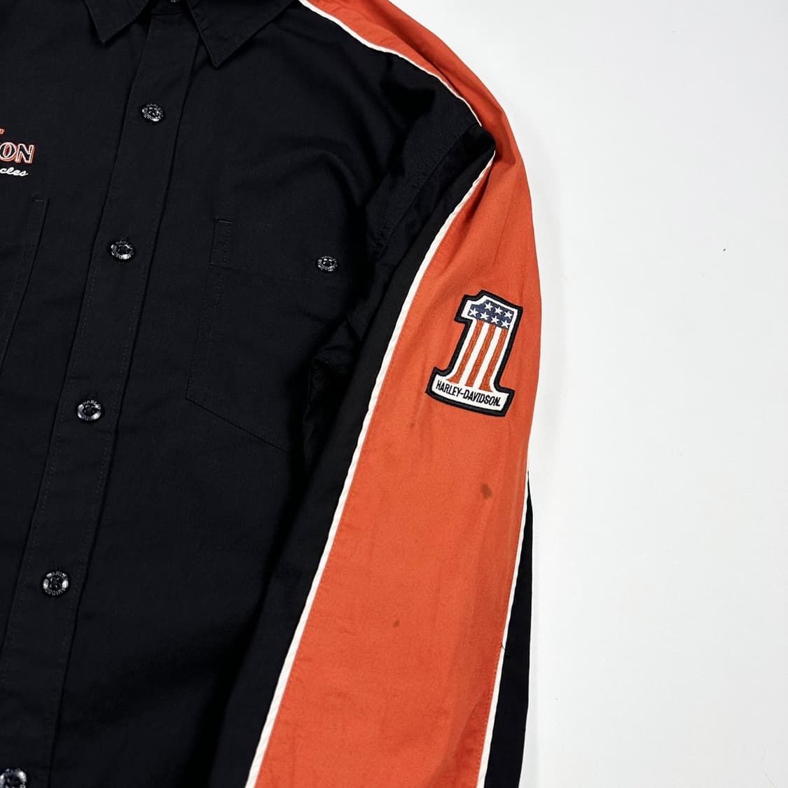 할리데이비슨 백로고 바이크 블랙 자수 셔츠 (실측 M) 상품이미지5