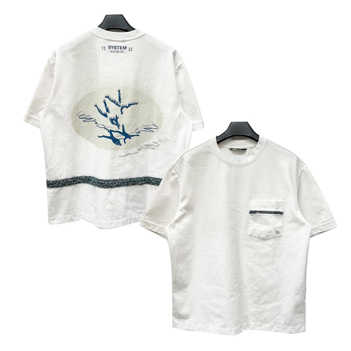 SYSTEM 시스템 텍스처 블록 오버사이즈 반팔티 100 상품이미지1