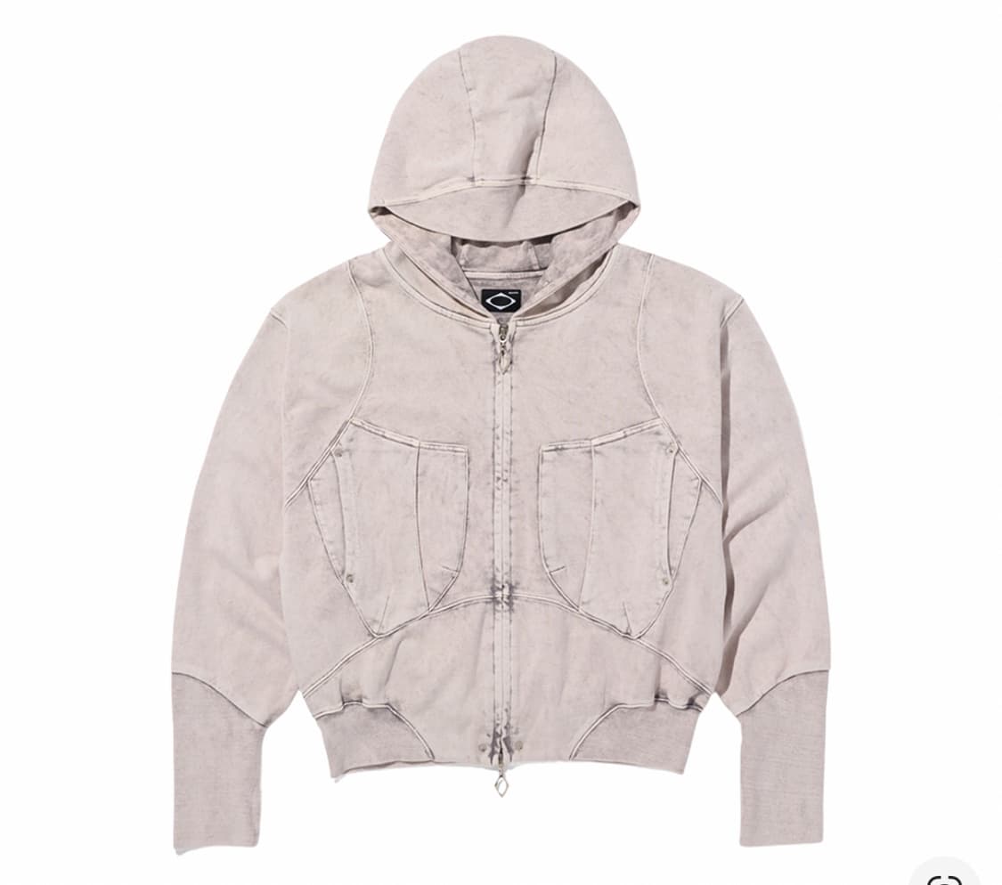 미스치프 빅 포켓 후드 블리치드 핑크 그레이 후드집업 상품이미지2