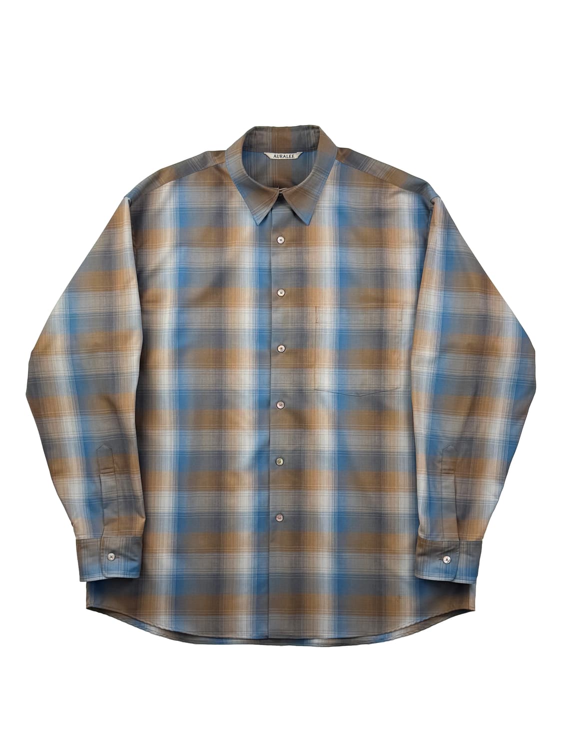 오라리 슈퍼 라이트 울 체크 셔츠 블루 브라운 체크 상품이미지1