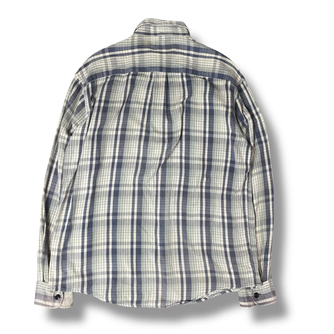 폴로진스컴퍼니 미니로고 블루 그레이 체크무늬 플란넬 셔츠 M 상품이미지2