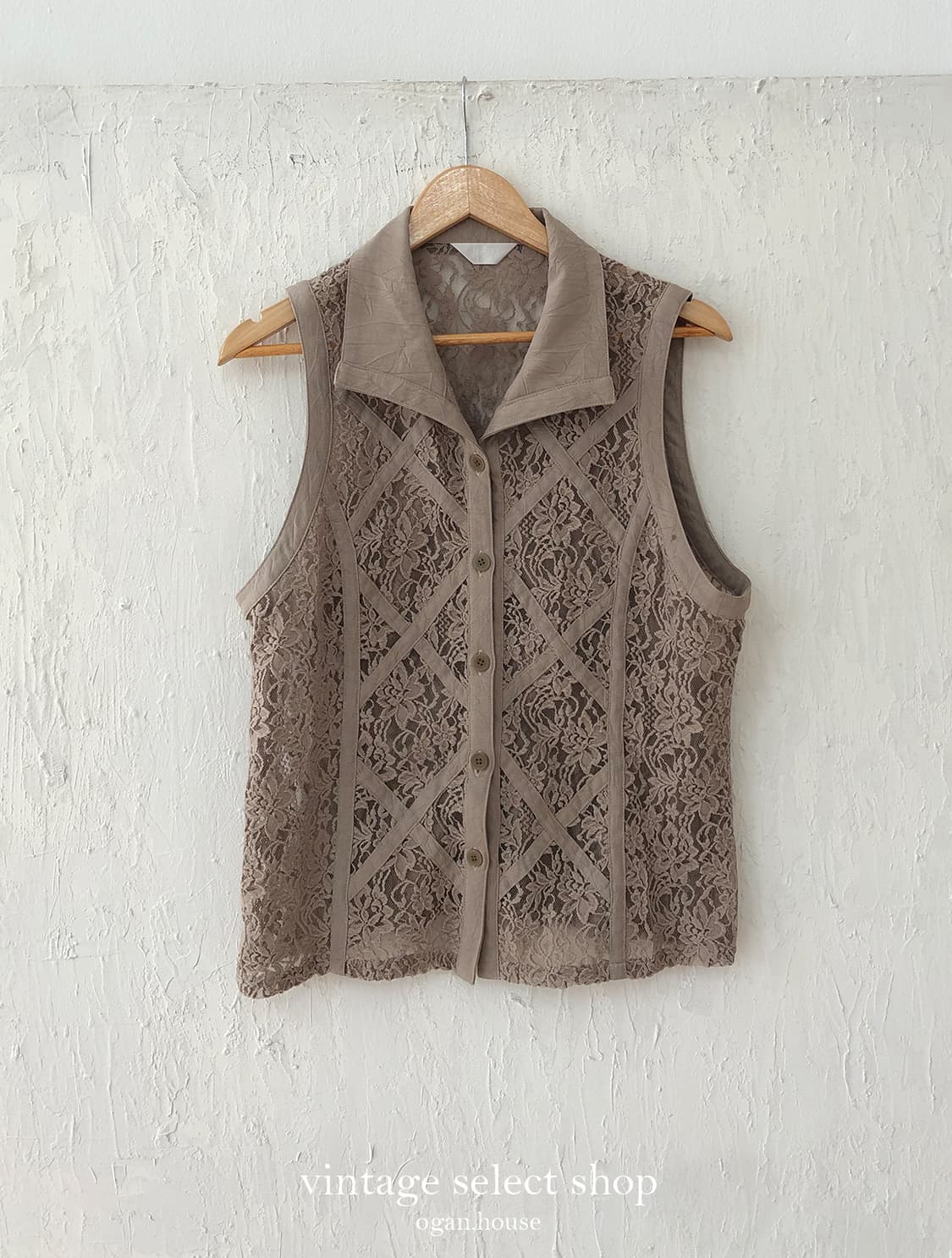 vintage lace panel sleeveless blouse 상품이미지1