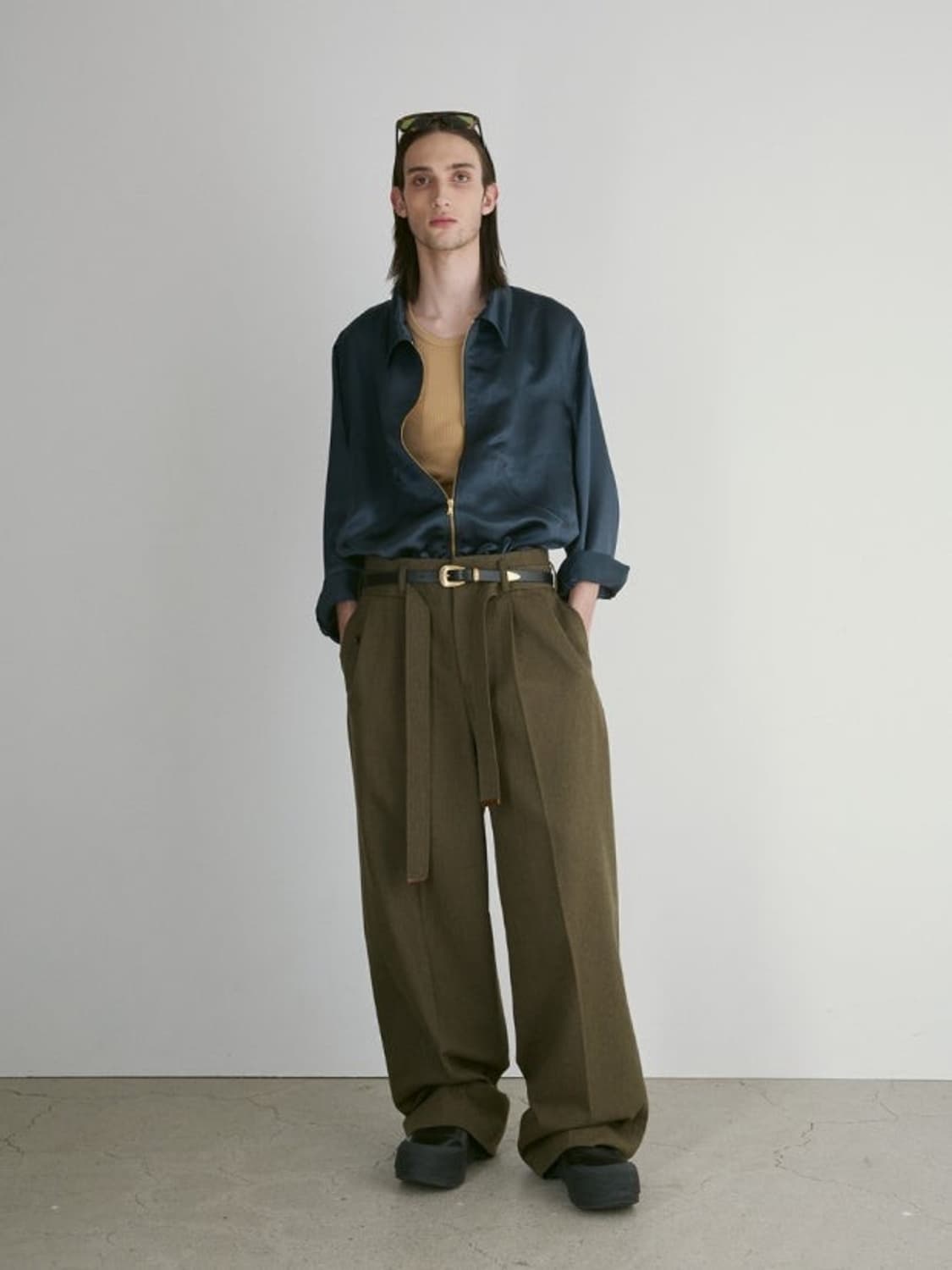 렉토 디테일 하이웨스트 벨티드 팬츠 L 상품이미지2