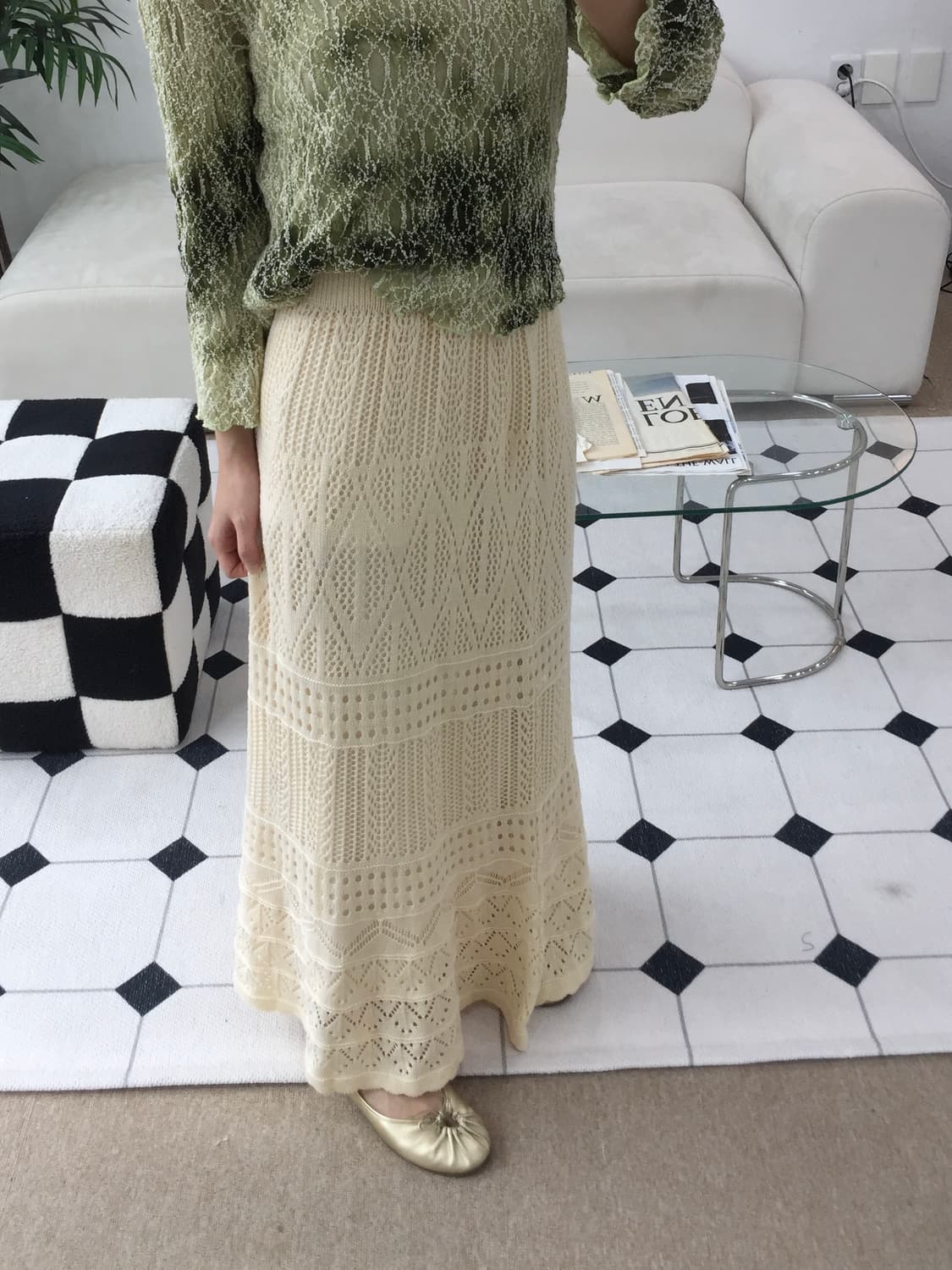 니트 펀칭 스커트 상품이미지1