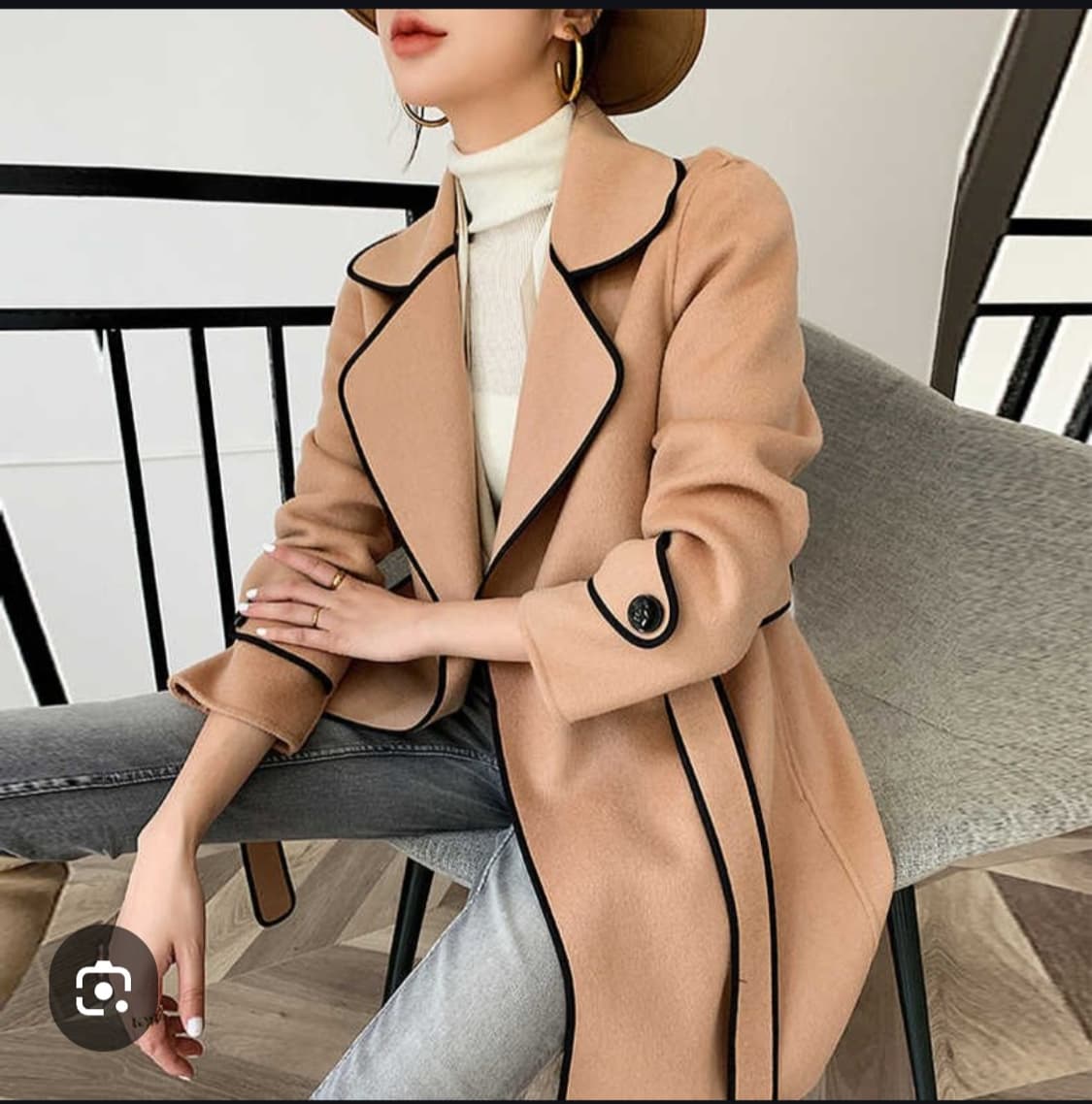 (거의새상품)여자랩코트 카멜 배색 하프코트 66~77 추천 상품이미지2