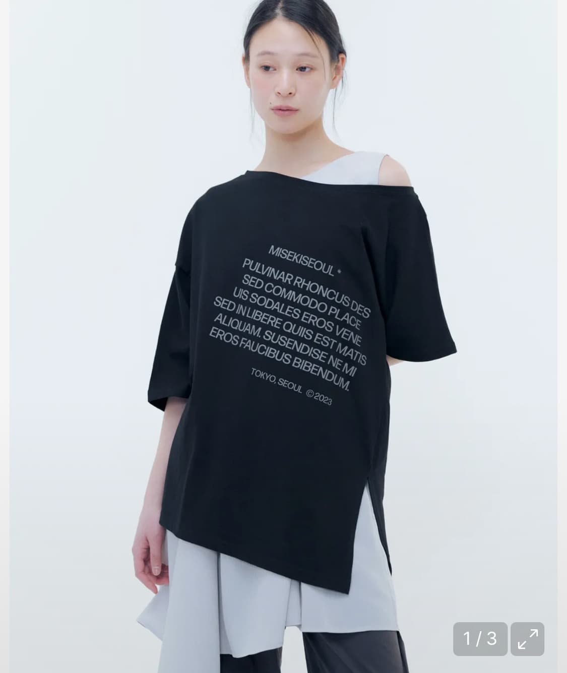 미세키 서울 원숄더 블랙 반팔 Unbalanced quote slit s 상품이미지1