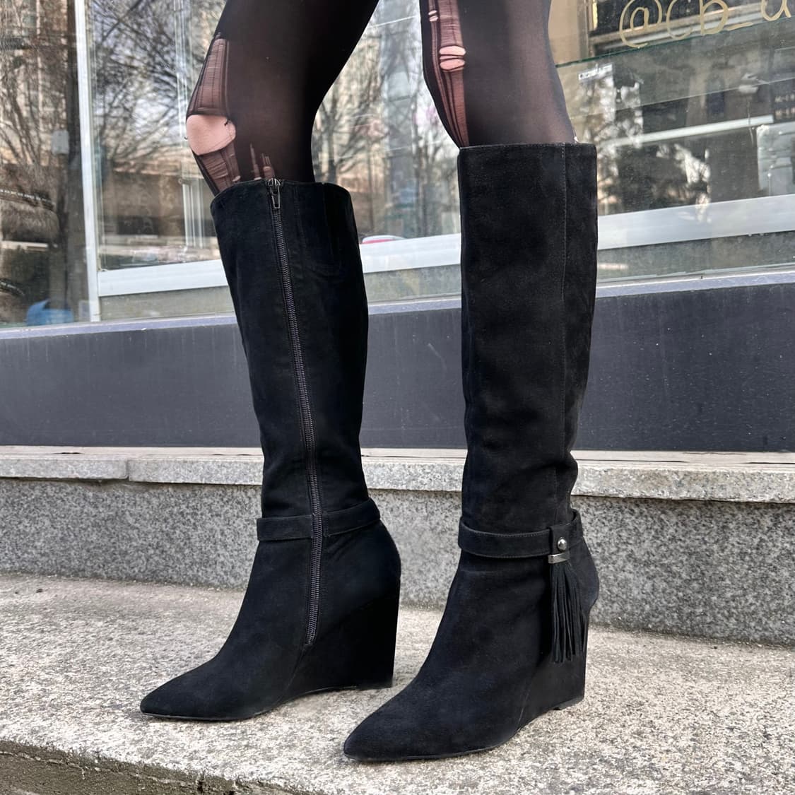 00s 빈티지 나인 웨스트 스웨이드 롱 웨지 부츠 상품이미지10