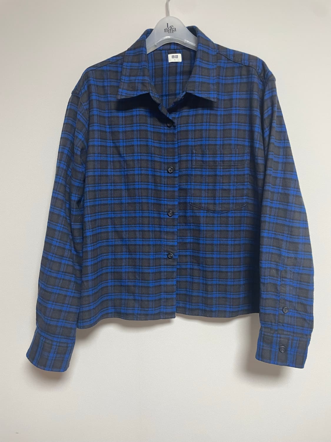 유니클로 플란넬 박시셔츠 체크(블루) 상품이미지2