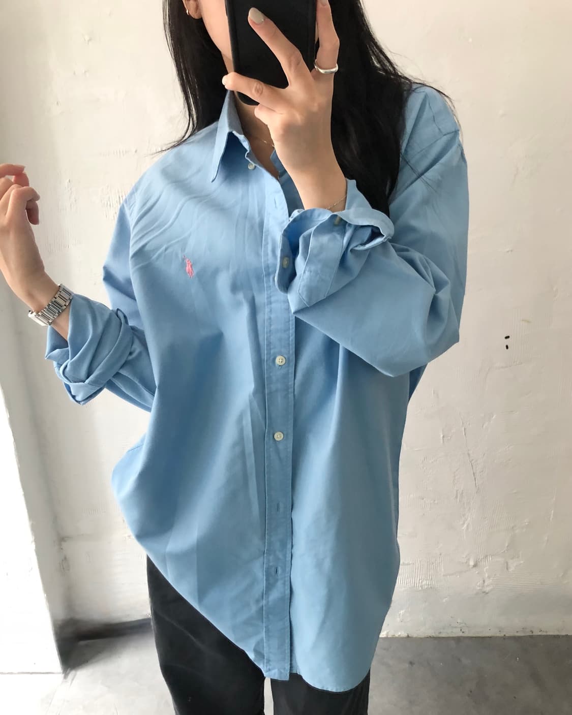Polo 폴로 랄프로렌 신형 핑크포니 스카이블루 클래식핏 버튼다운 셔츠 상품이미지2