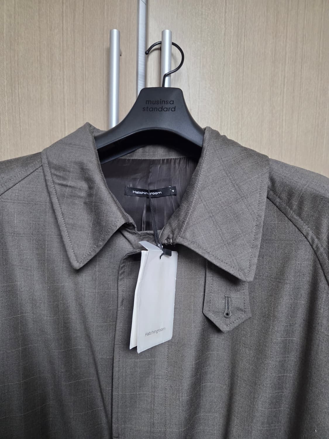 해칭룸 래글런 슬리브 롱코트 체크 브라운 4size 새상품 상품이미지5