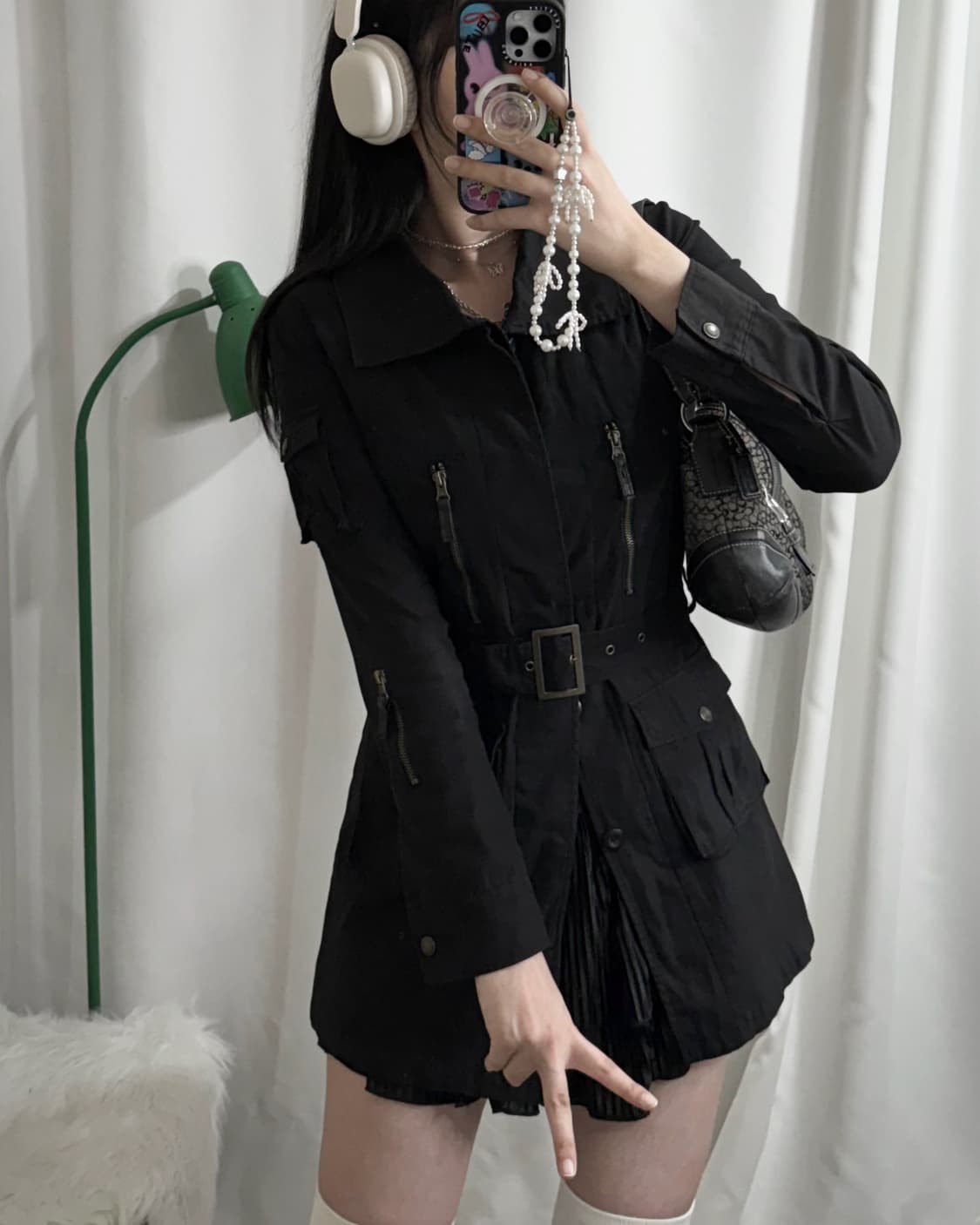블랙 Y2K 벨트 자켓 상품이미지1