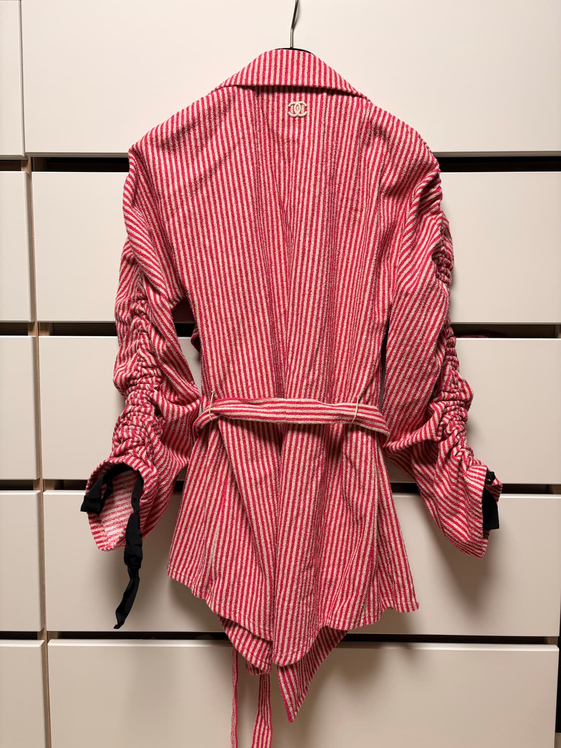 샤넬 핑크 스트라이프 셔링 자켓 34 정품 상품이미지7