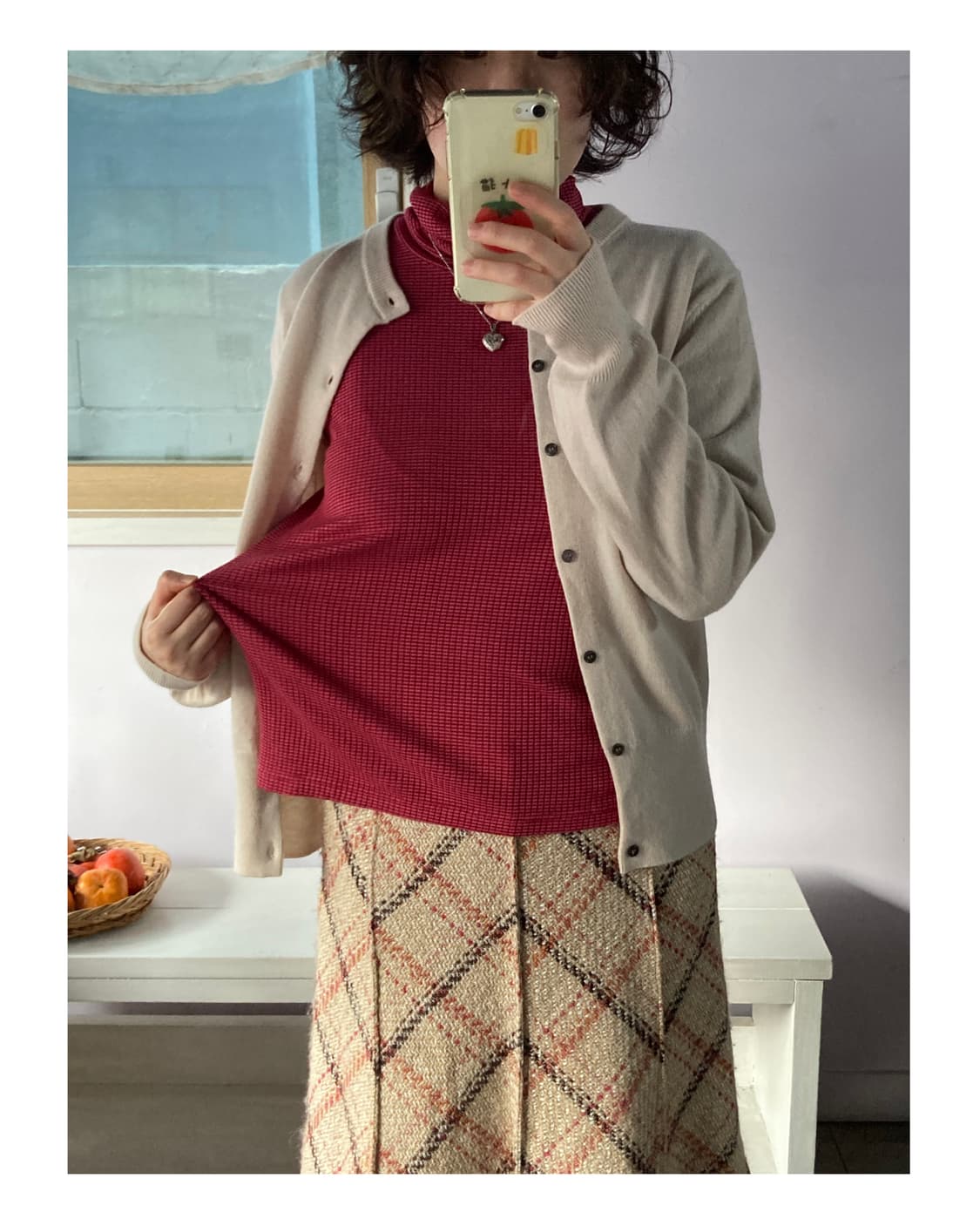 일본빈티지) 핑크 줄무늬 골지이너 상품이미지4