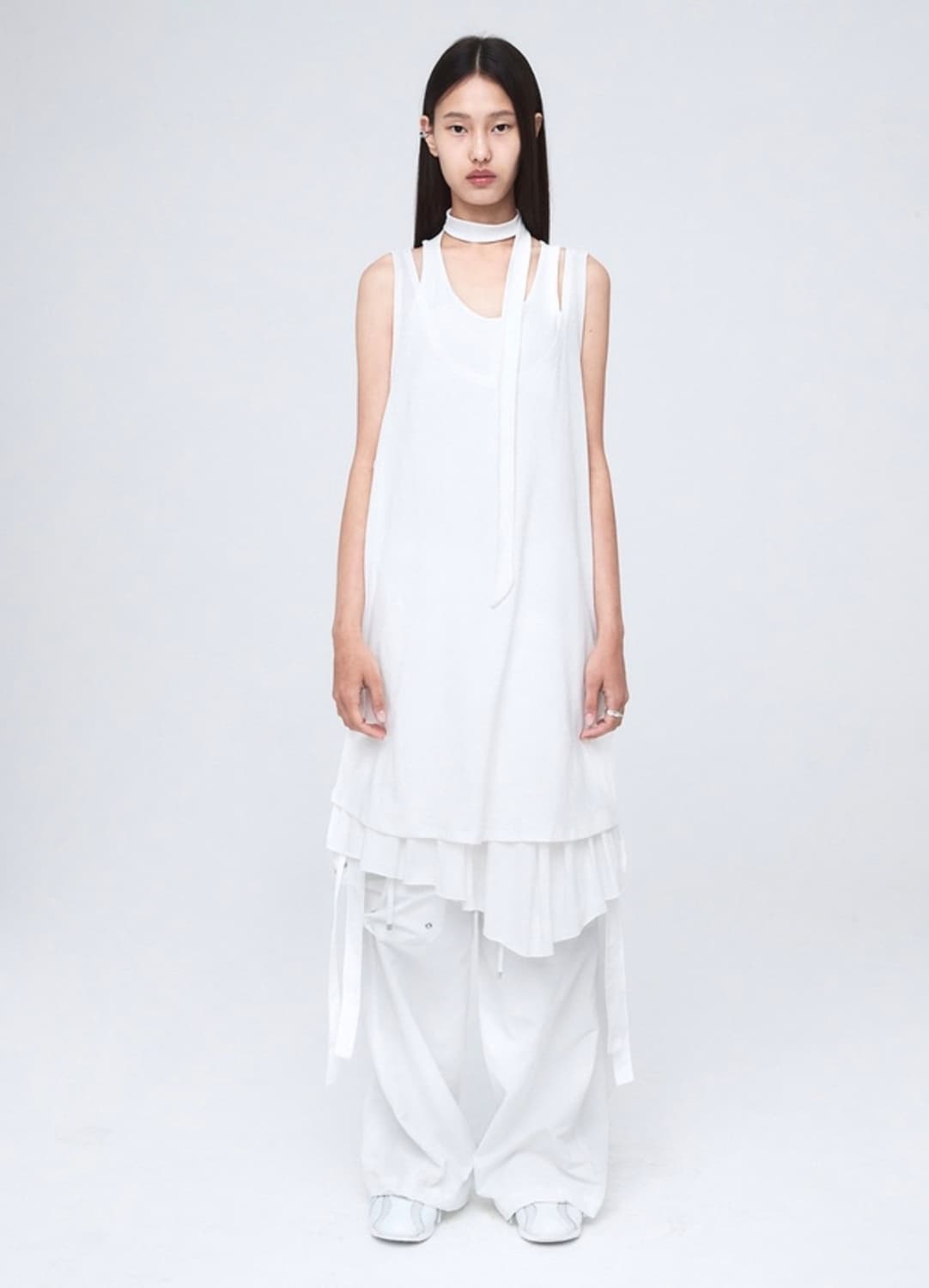 NACHE 나체 레이어드 원피스 화이트 상품이미지1