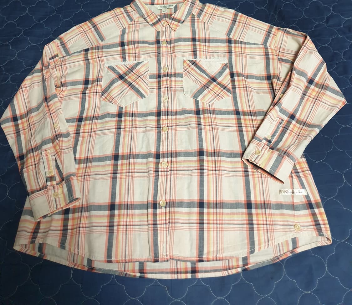 (빈티지) 써스데이아일랜드 레이스 더블포켓 클래식체크 셔츠 (S) 상품이미지1