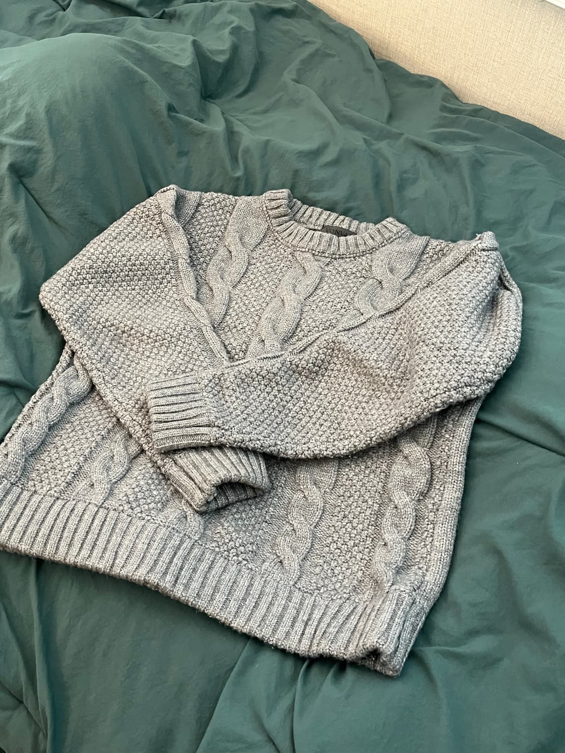 본바트 크롭 케이블니트 멜란지그레이 상품이미지3