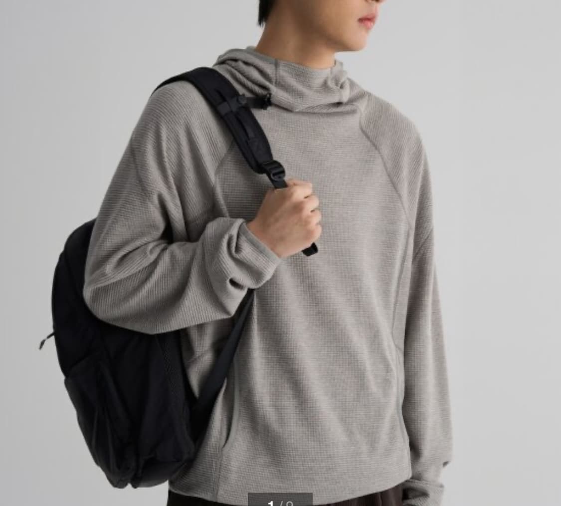 8seconds 에잇세컨즈 와플 져지 후드 풀오버 티셔츠 베이지 상품이미지1