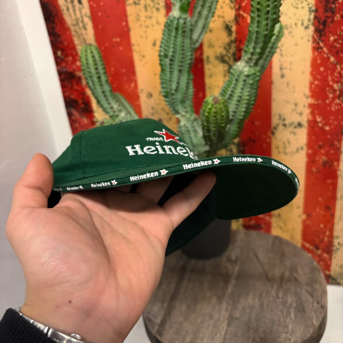 빈티지 하이네캔 트레이드마크 테이핑 프로모션 와이드 캡 N258 상품이미지5