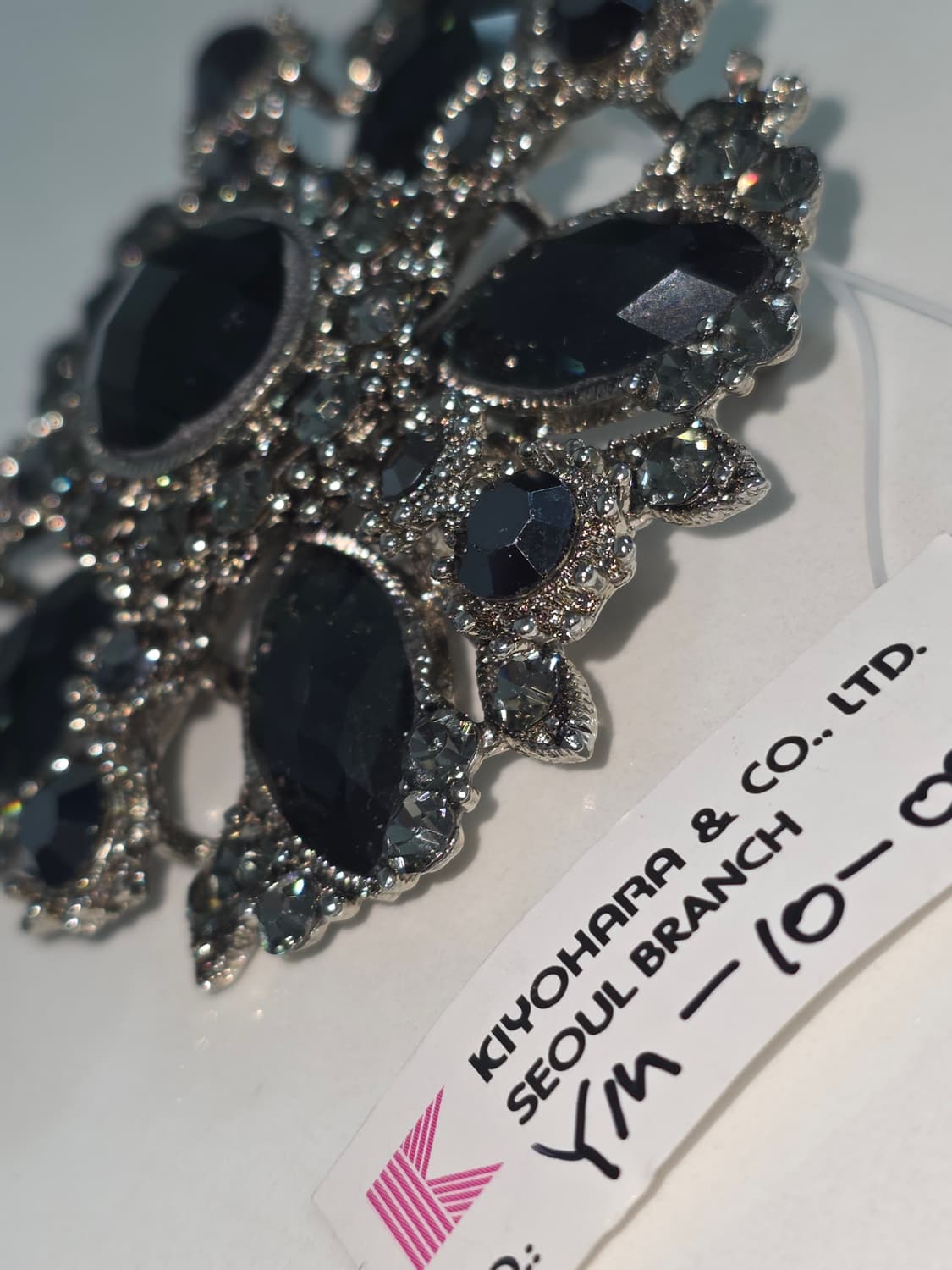 일본빈티지)키요하라 블랙 고딕 고전 큐빅 브로치&목걸이파츠 상품이미지3