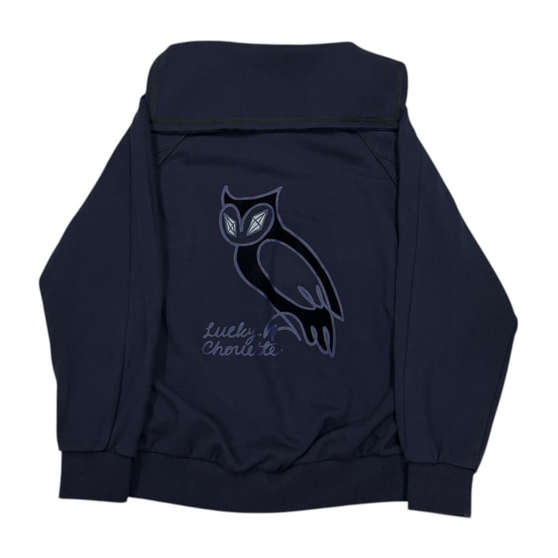 럭키슈에뜨 세일러 카라 백 프린트 집업 저지 점퍼 네이비 36 상품이미지3