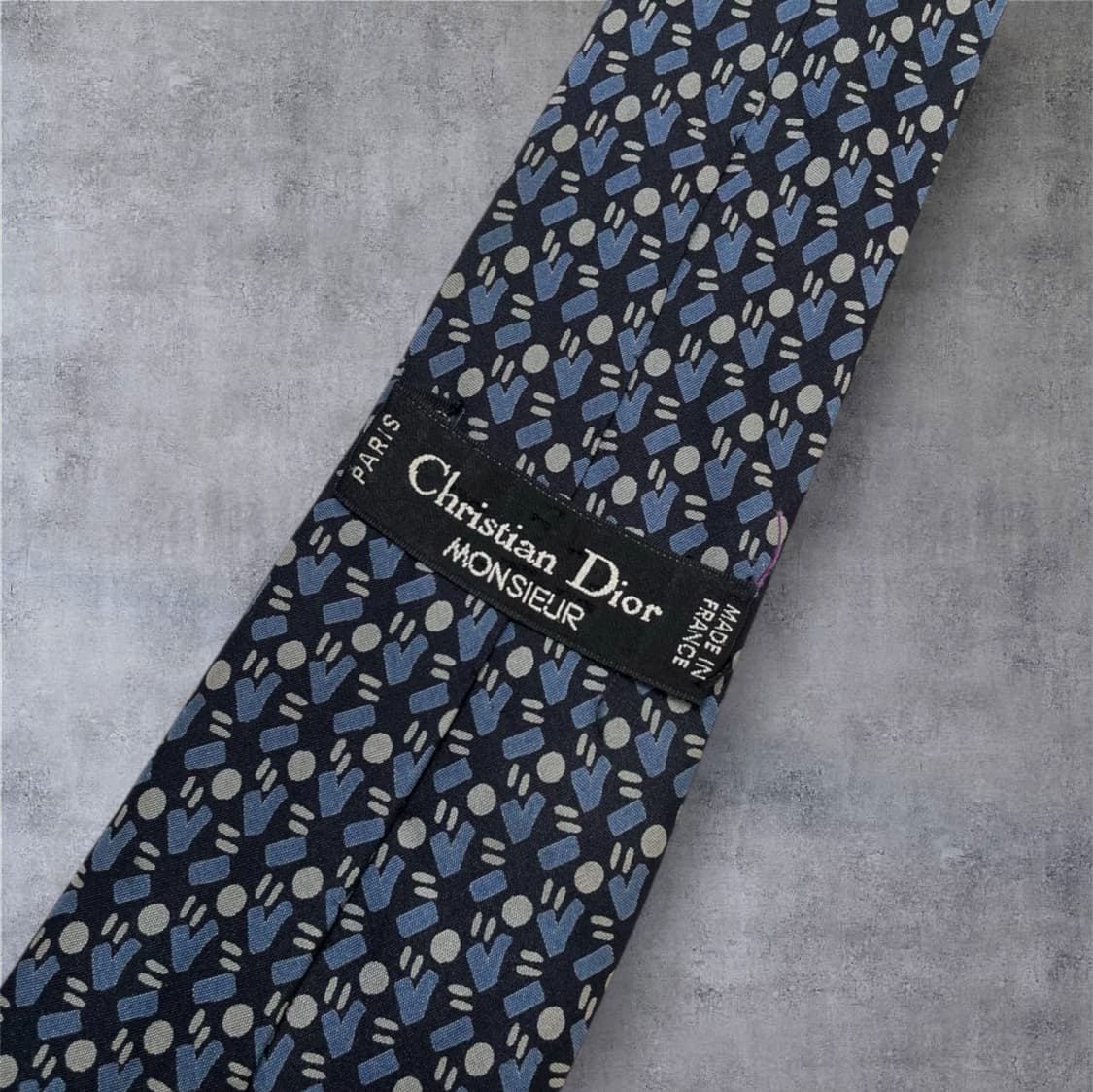 크리스찬 디올 Christian Dior 네이비 패턴 실크 넥타이 상품이미지3