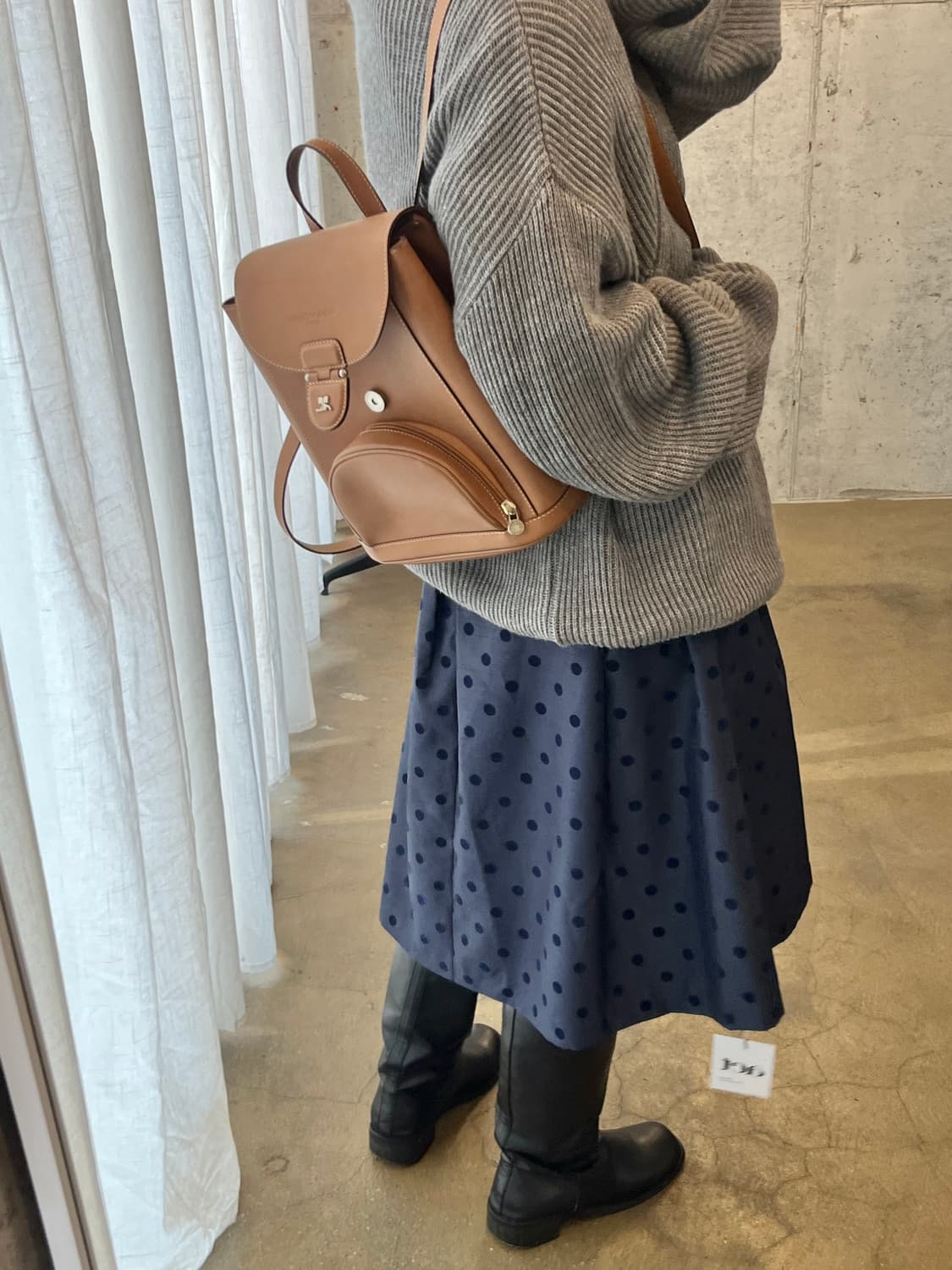 벨벳 도트 스커트 네이비 상품이미지6