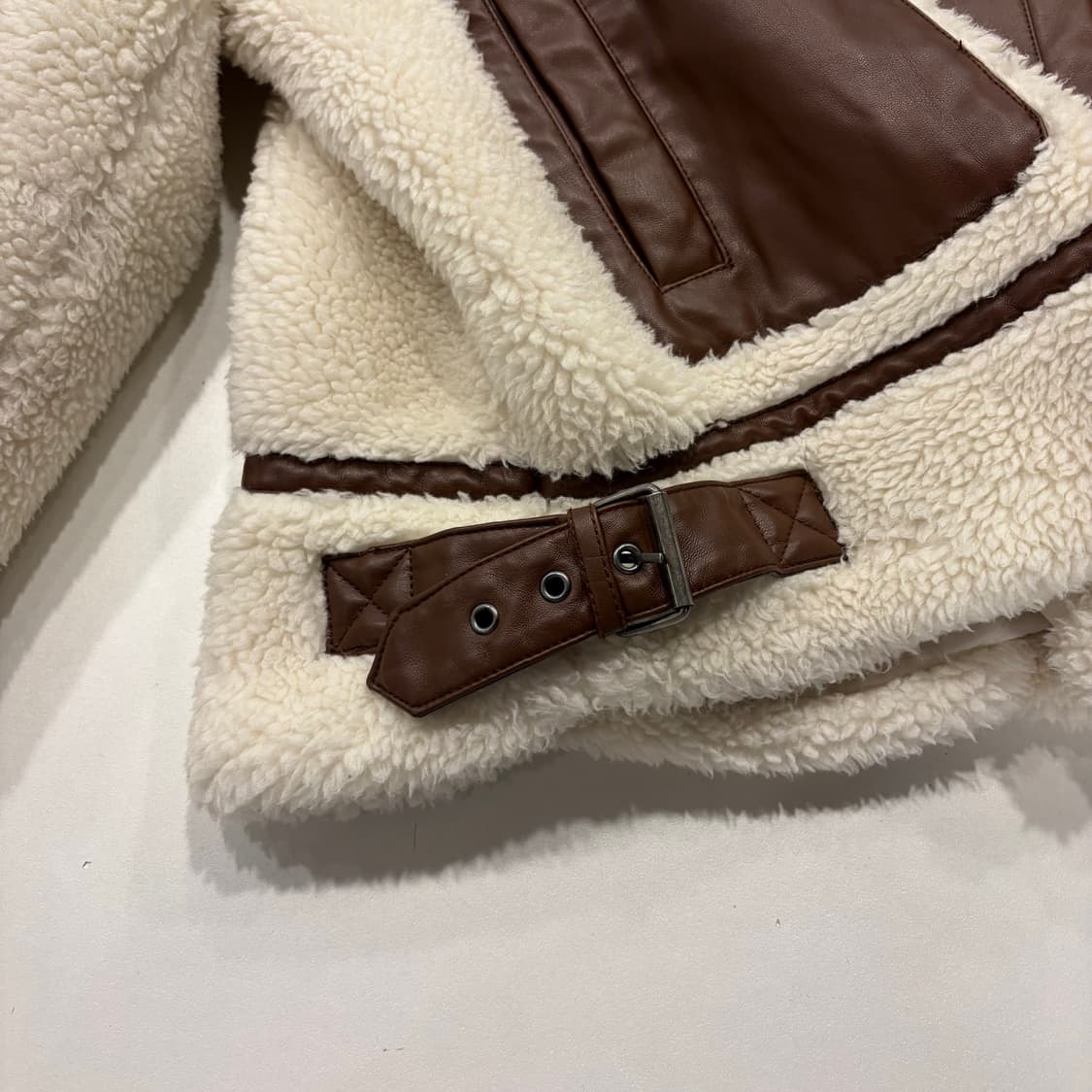 [S] 리바이스 양털 보아 퍼 자켓 화이트 브라운 B633 상품이미지9