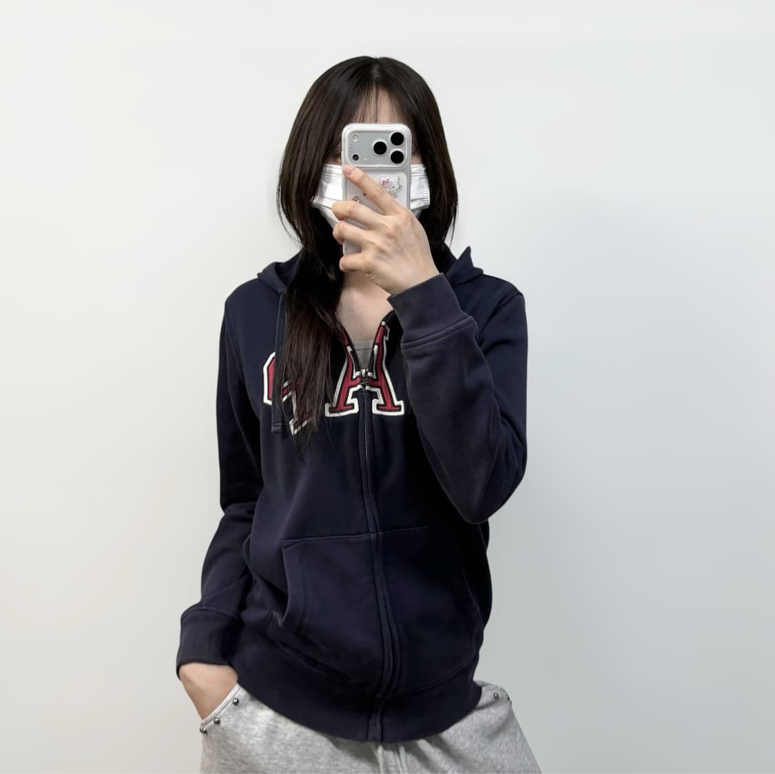 갭 Gap 스펠 로고 후드집업 네이비 상품이미지1