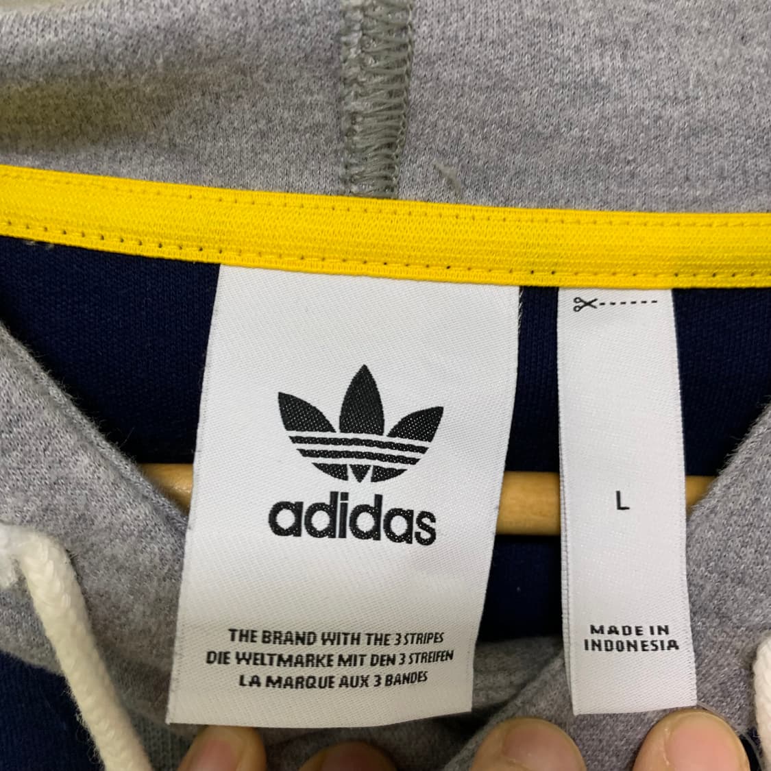 아디다스 빈티지 후드티 옐로우/그레이 배색 L 상품이미지6