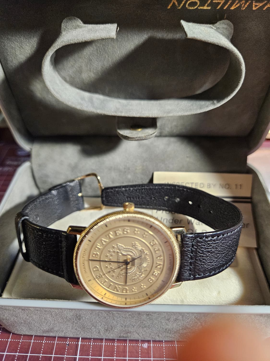 해밀턴 US Senate 상원 위원용 쿼츠 시계 블랙 가죽 상품이미지3