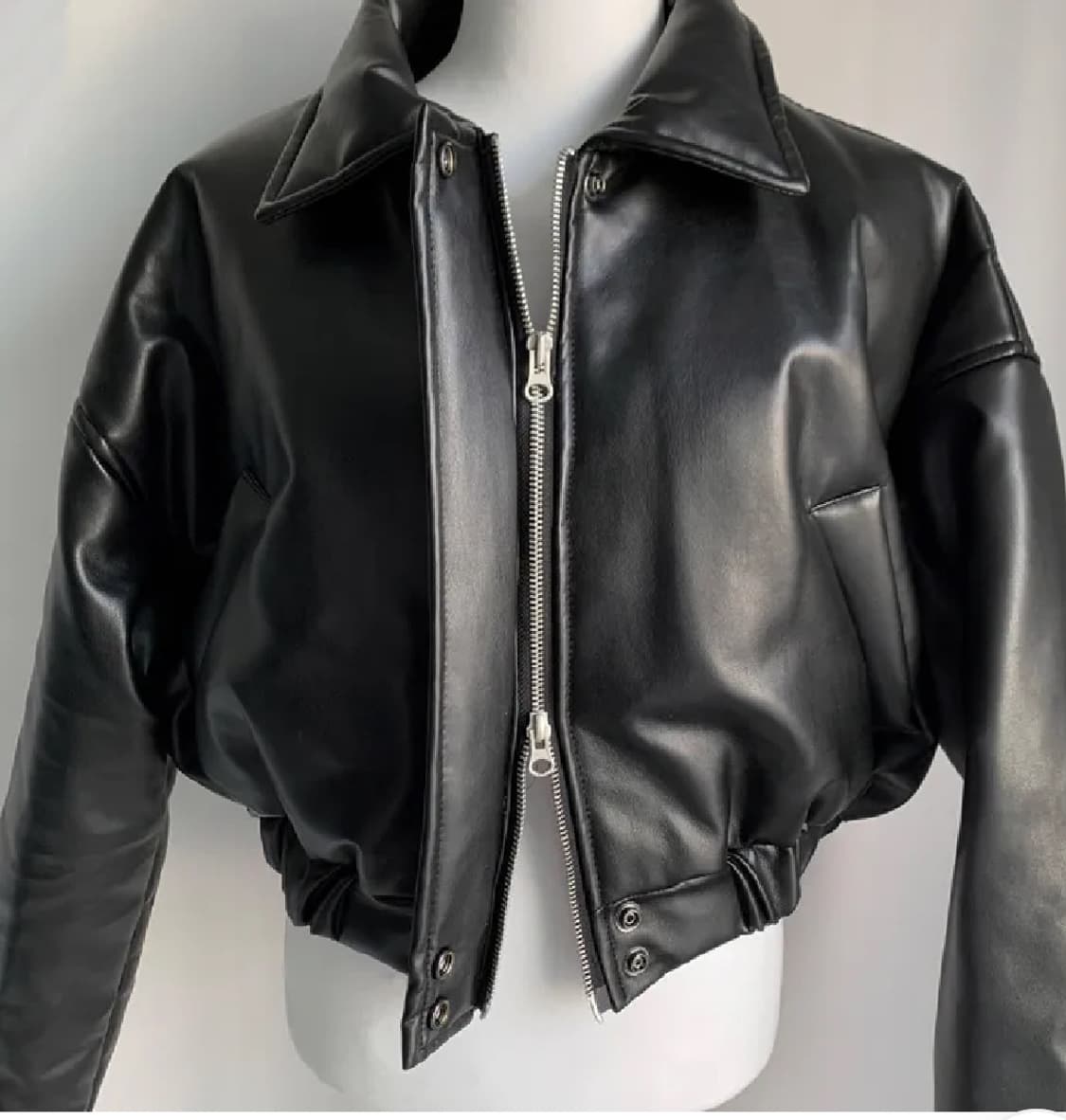 하몽마켓 레더 크롭 블루종 패딩 상품이미지2