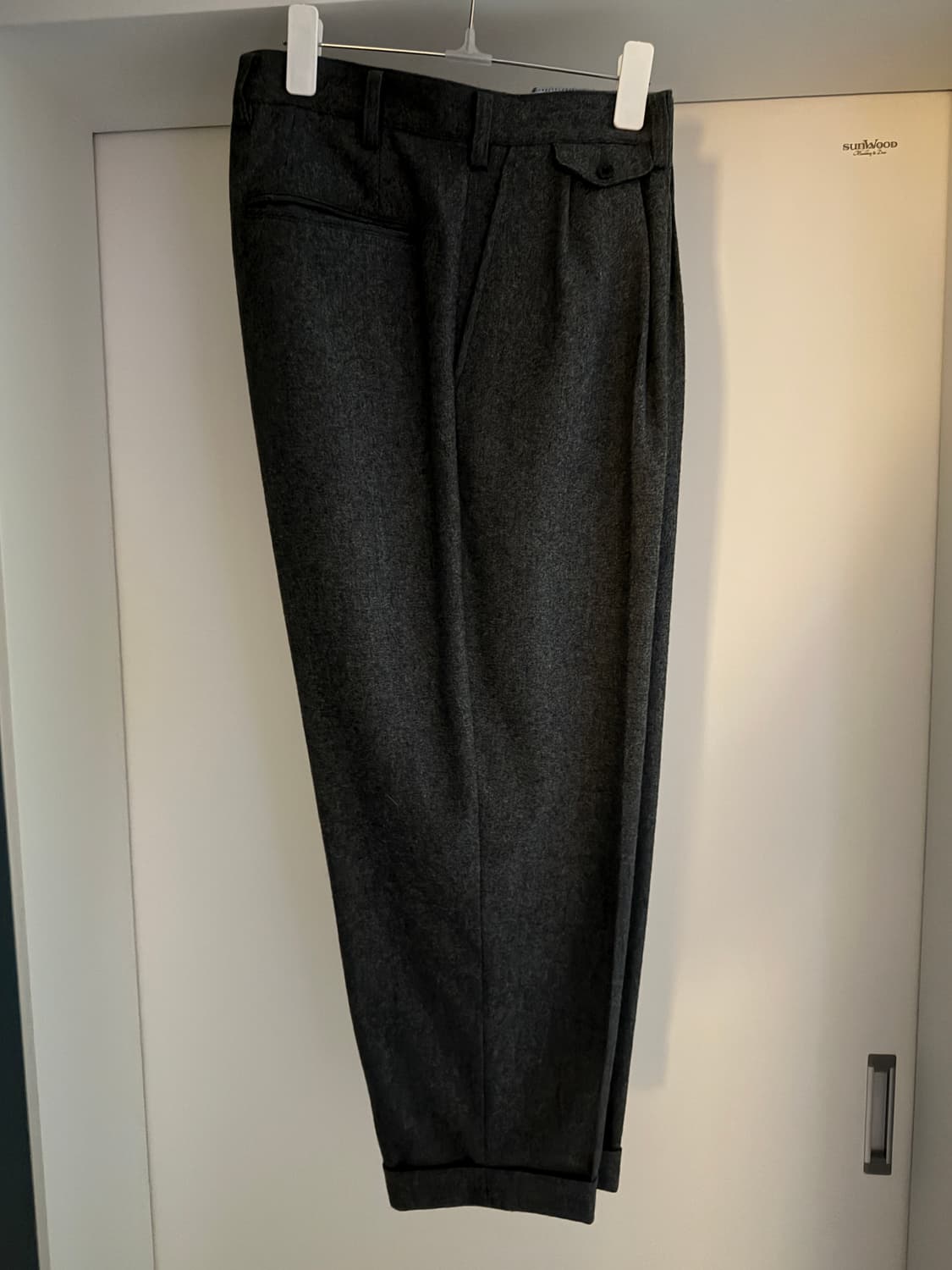 [S] 빔즈 플러스 투플리츠 테이퍼드 플란넬 울 트라우저 팬츠 슬랙스 상품이미지3