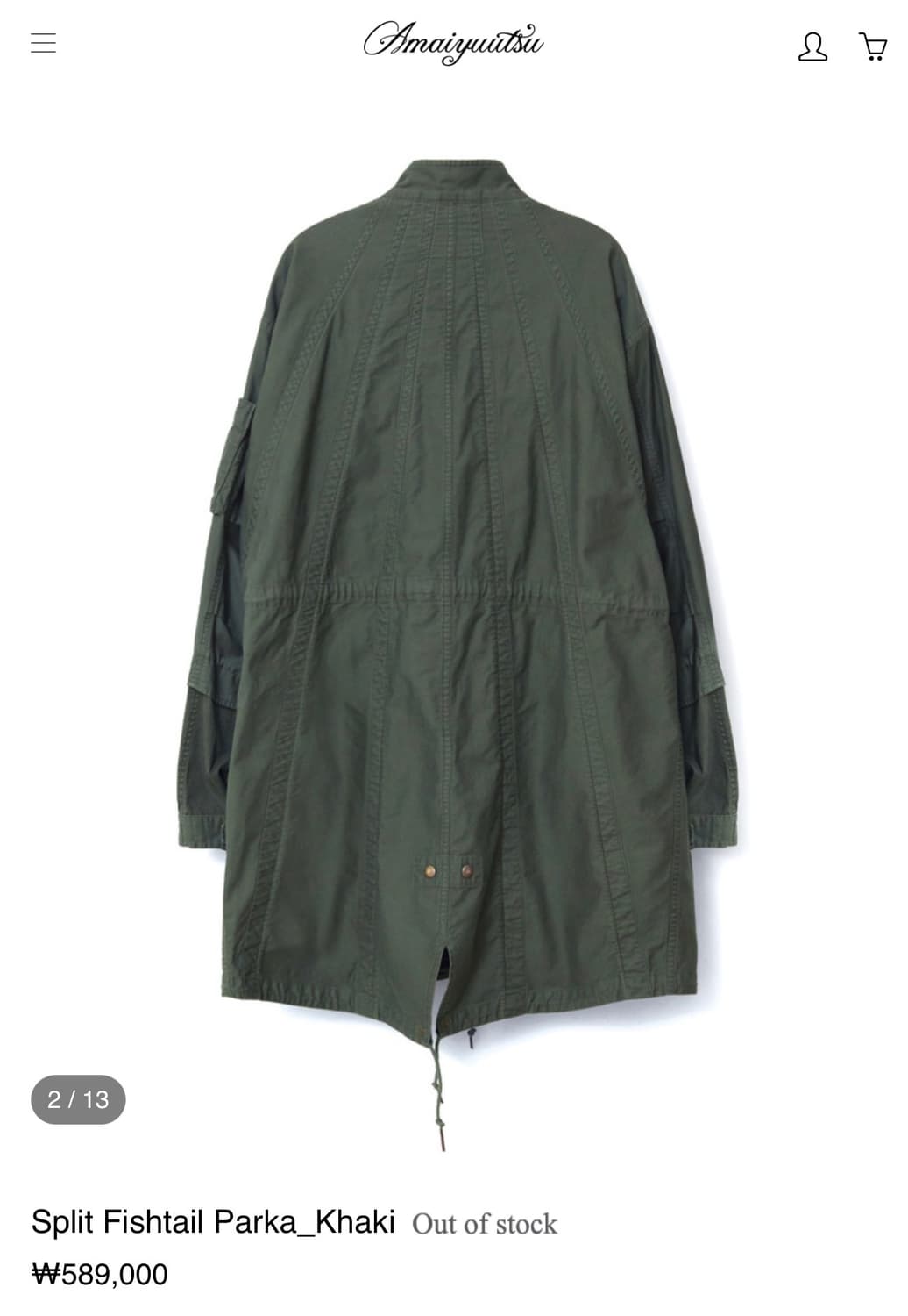 Amaiyuutsu Split Fishtail Parka_Khaki 상품이미지2