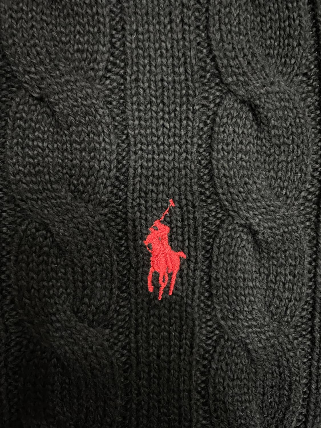 폴로 랄프로렌 케이블 니트 코튼 스웨터 블랙 상품이미지4