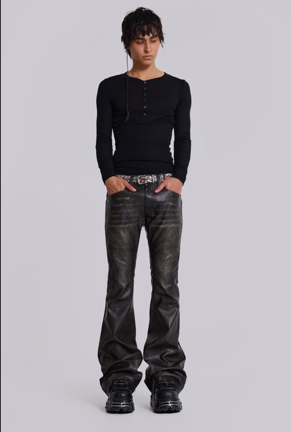 제이디드런던 워시드 블랙 PU 드리프트 진 상품이미지2