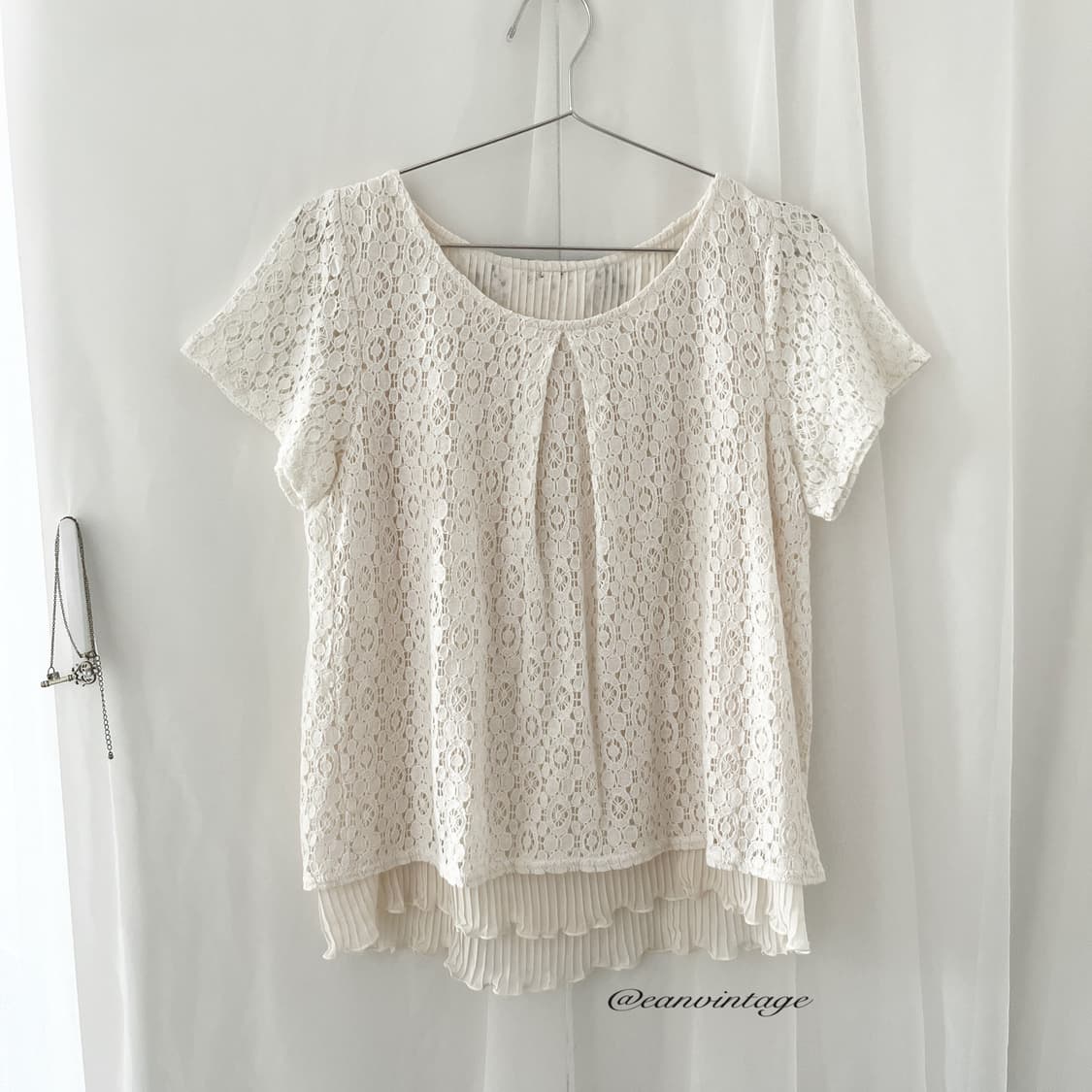 pale cream lace layered blouse 상품이미지1