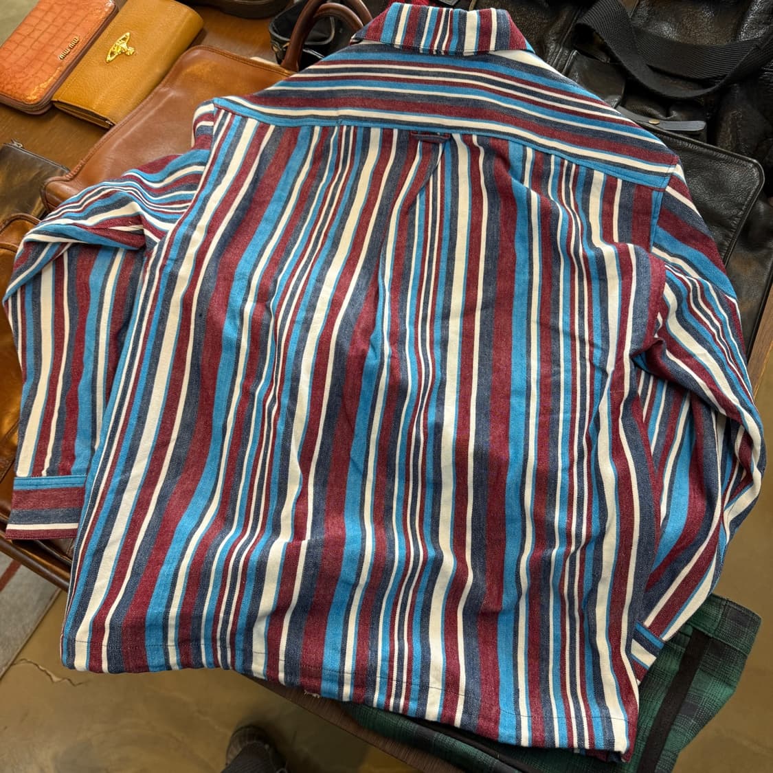 와카미 스트라이프 과테말라 생산 코튼 오픈카라 셔츠자켓 상품이미지7