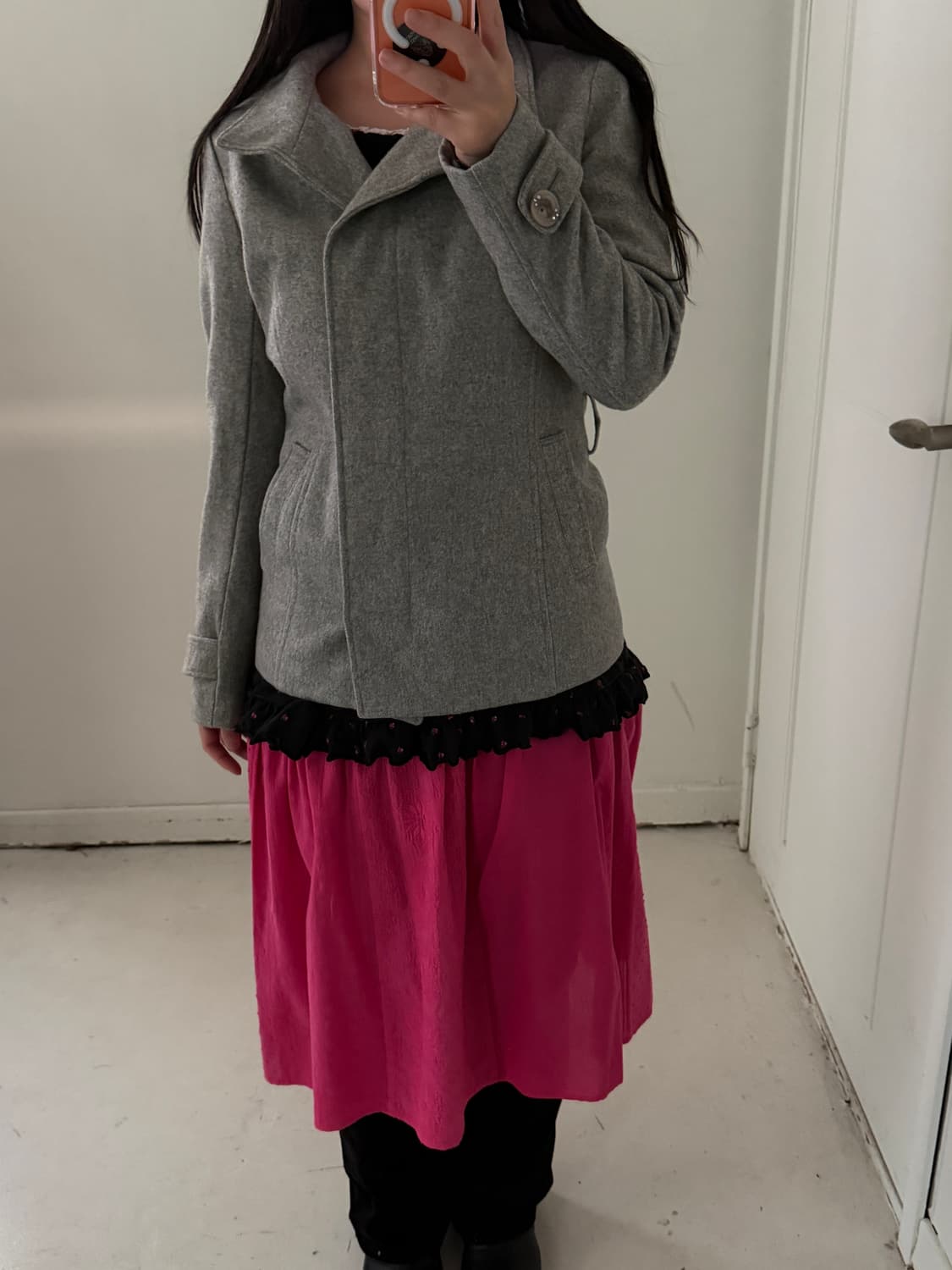 일본빈티지 연그레이 하이넥 자켓 코트 상품이미지1