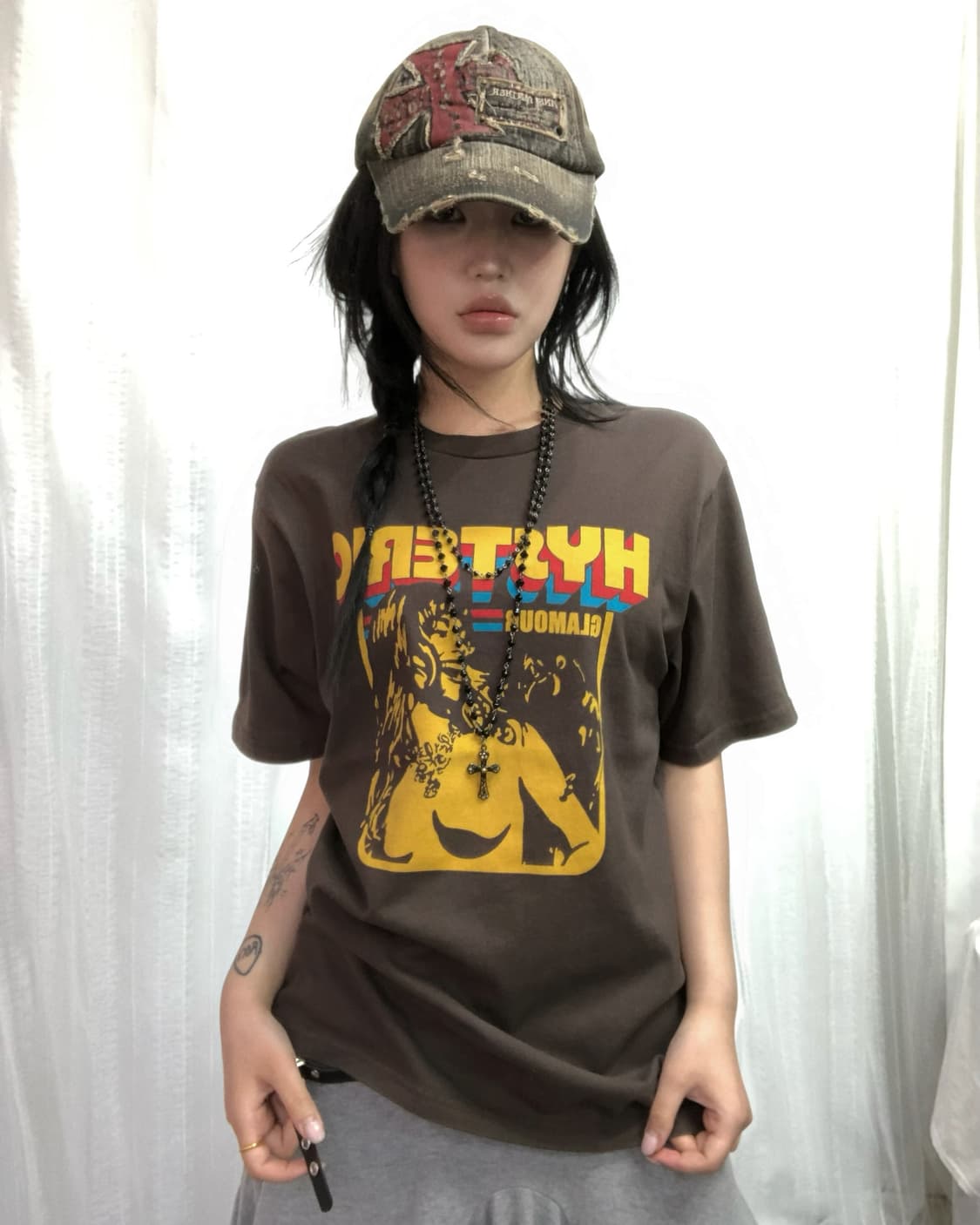 히스테릭 글래머 브라운 걸 프린팅 탑 상품이미지1