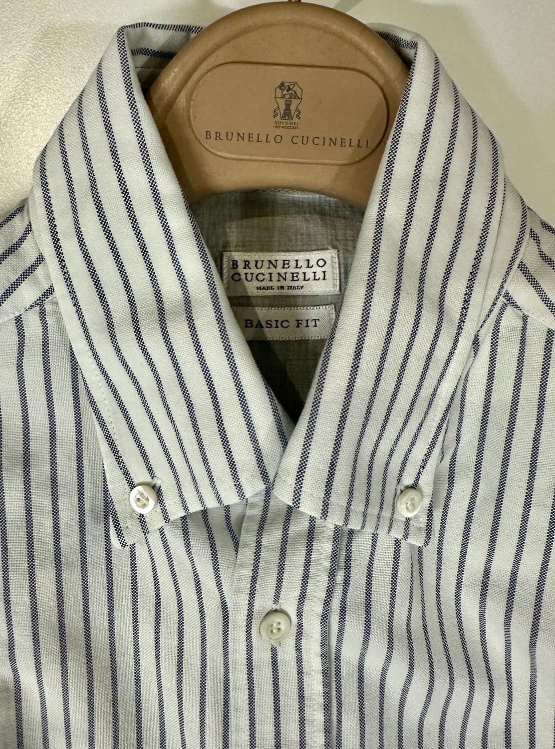 브루넬로 쿠치넬리 화이트 스트라이프 버튼다운 셔츠 상품이미지4