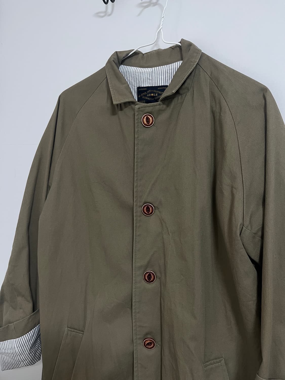 ADLE 안감 스트라이프 래글런 트렌치 코트(남여공용) 상품이미지1